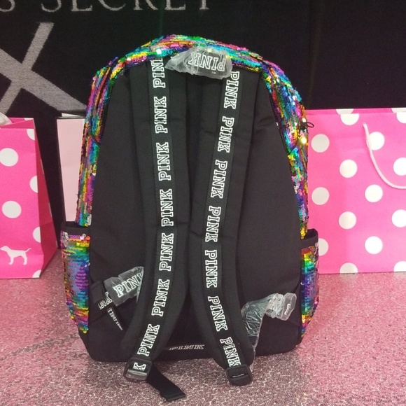 NEW W/ TAGS Victoria\'s Secret PINK Rainbow Sequin Campus Backpack main image 8